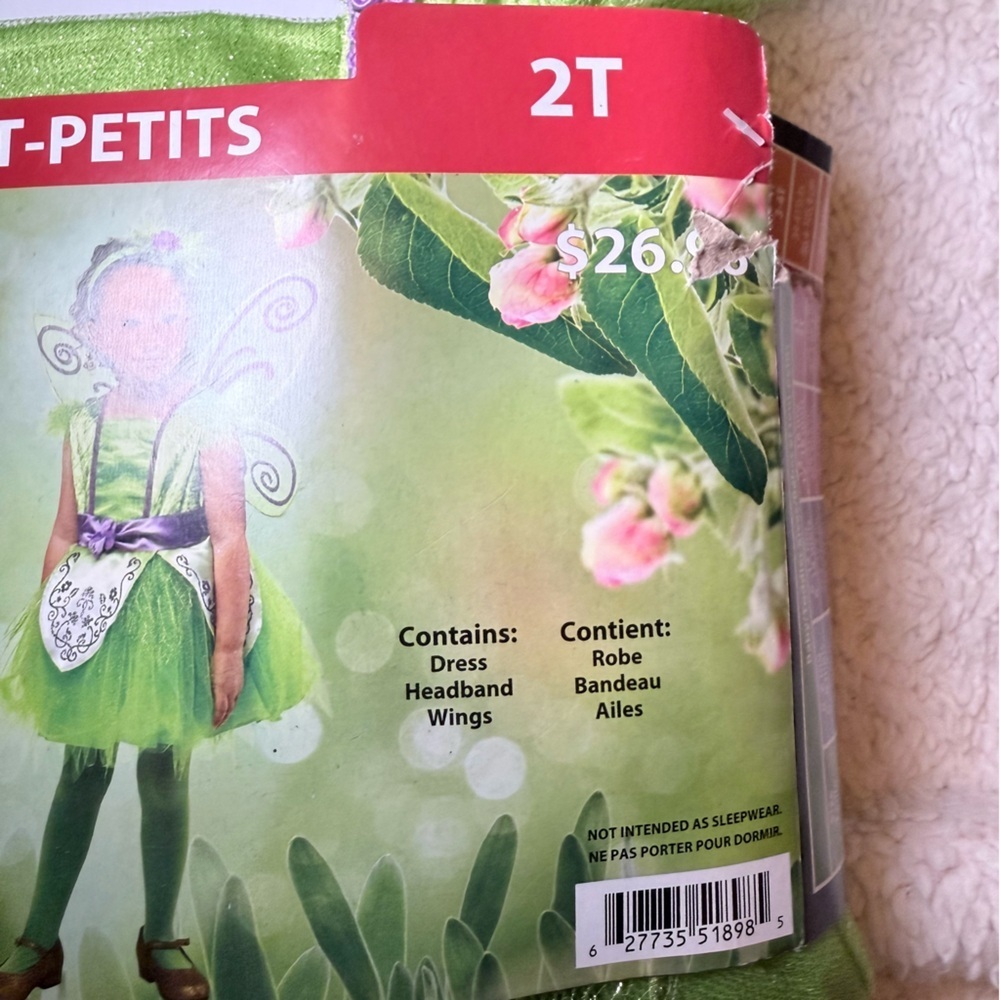 Green Fairy Toddler Costume 2T - Picture 3 of 4